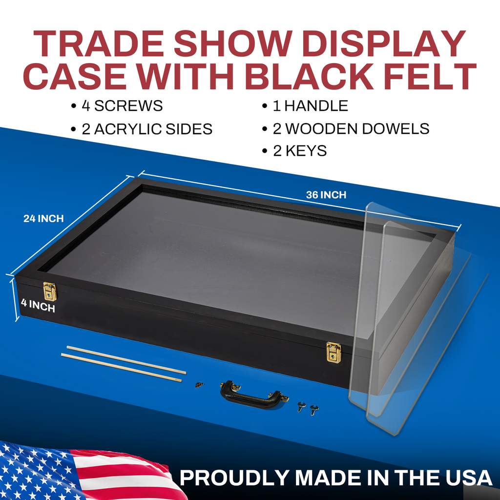 Portable Trade Show Card Display Case with Acrylic Lid